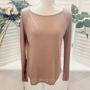 THEORY BROWN LINEN LIGHT WEIGHT TOP SIZE SMALL